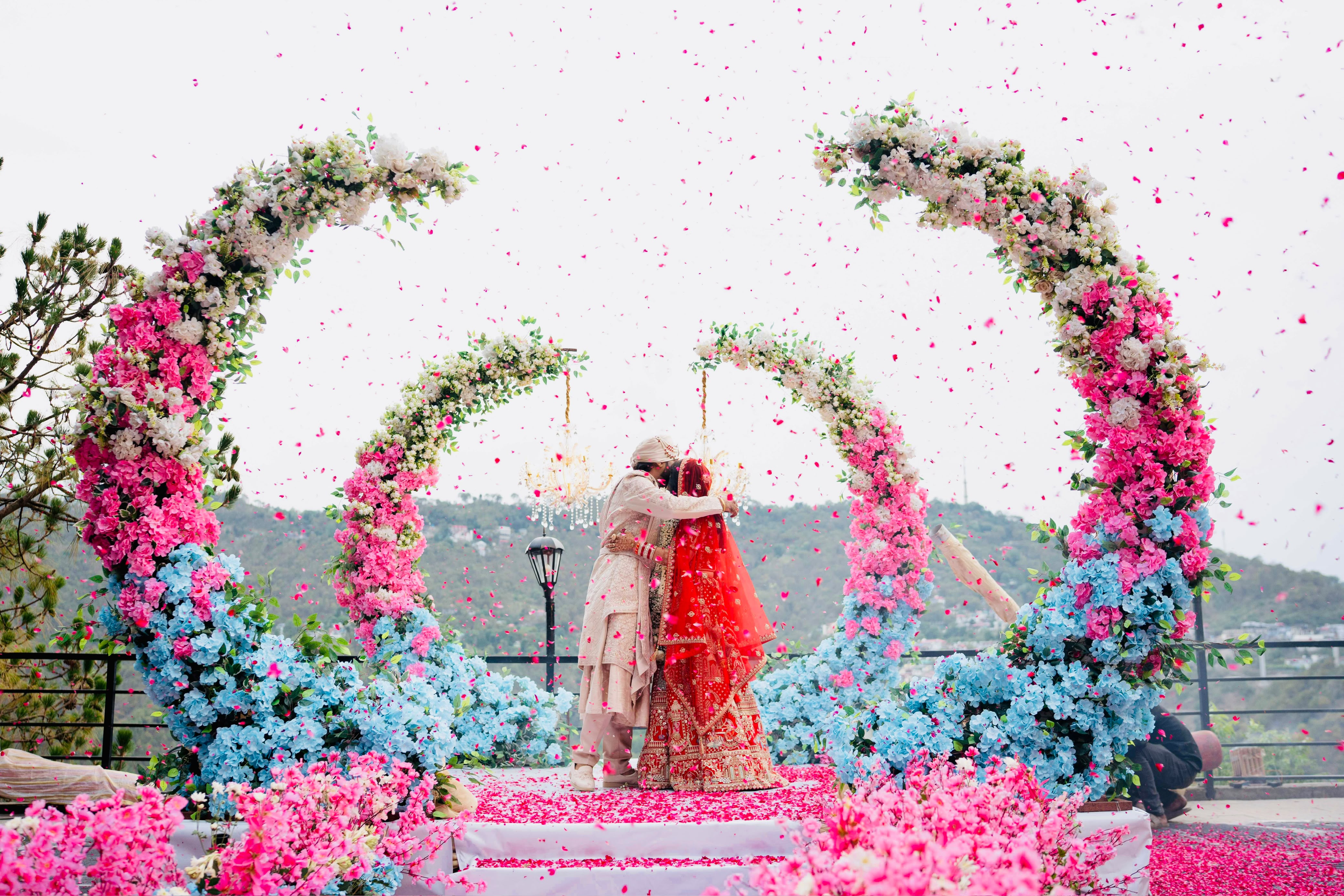 Floral wedding mandap